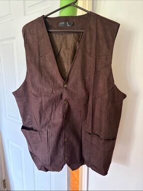Men's Brown Suede Button-Front Vest